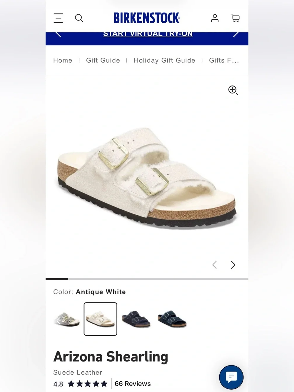 Birkenstock Antique White Faux-Fur Double Buckle Slide Sandals